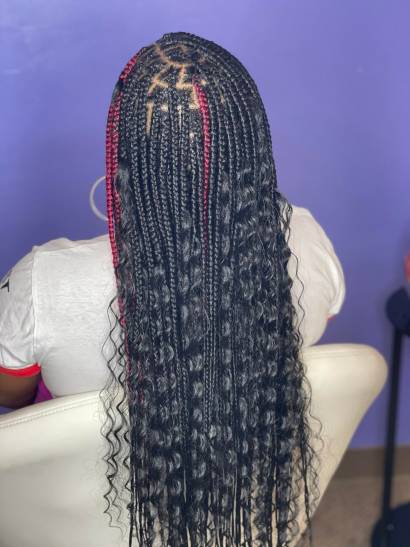 Med bohemian Knotless plaits